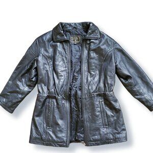 90s Vintage Express Women's Black Leather Coat Jacket 1990s Small Blazer Coat